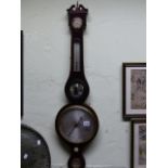 AN EARLY 19th.C.MAHOGANY CASED BANJO BAROMETER.