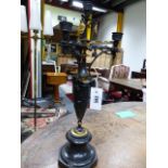 A PAIR OF VICTORIAN BRONZE AND MARBLE CANDELABRA OF NEO-CLASSICAL DESIGN.