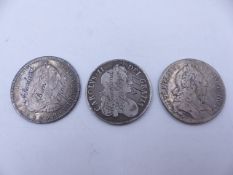 AN ENGRAVED 1772 MEXICAN EIGHT REALES COLONIAL COIN TOGETHER WITH A WILLIAM III ENGRAVED COIN AND