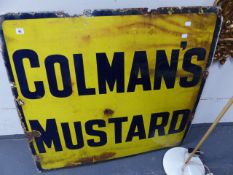 A COLMAN'S MUSTARD ENAMEL ADVERTISING SIGN. 97 x 94cms.