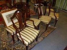 A SET OF EIGHT 19th.C.MAHOGANY HEPPLEWHITE STYLE DINING CHAIRS TO INCLUDE TWO CARVERS.