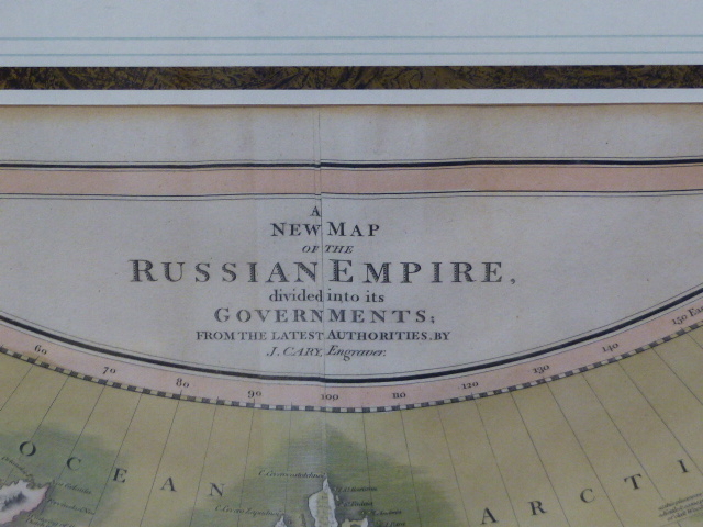 MAP: JOHN CAREY, 1799, A NEW MAP OF THE RUSSIAN EMPIRE, HAND COLOURED AND FRAMED AND GLAZED. 49 x - Image 9 of 11