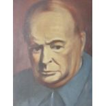 ADRIAN MURRAY HAYDEN. (1931-?) ARR. PORTRAIT OF WINSTON CHURCHILL, A SIGNED OIL ON CANVAS. 61 x