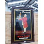A DEWARS WHITE LABEL WHISKEY ADVERTISING SIGN. 42 x 66cms.