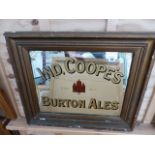 AN IND COOPE'S BURTON ALES ADVERTISING MIRROR IN GILT FRAME. 67 x 57cms.