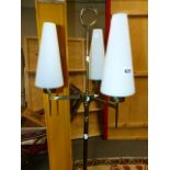 A CIRCA 1960'S CONTINENTAL THREE LIGHT FLOOR LAMP AND SIMILAR SIX LIGHT CHANDELIER.