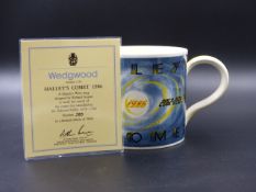 A WEDGWOOD QUEENS WARE 1986 HALEY'S COMET COMMEMORATIVE MUG DESIGNED BY RICJARD GUYATT, LIMITED