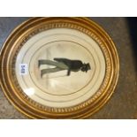 A 19th.C. OVAL SILHOUETTE PORTRAIT OF A GENTLEMAN WEARING A TOP HAT. 20 x 16cms. TOGETHER WITH A