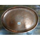 A HAND BEATEN AND ENGRAVED COPPER TRAY WITH ROYAL CROWN AND INSCRIBED RICORDO DEL PRIGIONIERO