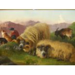 G W HORLOR (1823-1895)HIGHLANDER WITH DOGS AND SHEEP IN A LANDSCAPE, SIGNED AND DATED 1869, OIL ON