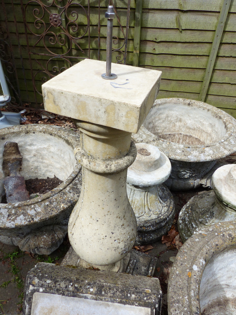 A GARDEN SUNDIAL ON COLUMN SUPPORT. - Image 3 of 3