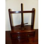 AN ANTIQUE MAHOGANY BOOK PRESS.