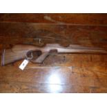AN UNKNOWN AMERICAN WALNUT THUMBHOLE TYPE AIR RIFLE STOCK, probably weihrauch hw100
