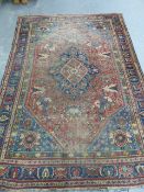 AN ANTIQUE PERSIAN QASHQAI SMALL CARPET. 287 x 200cms.