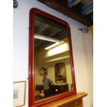 A LARGE VICTORIAN OVERMANTLE MIRROR WITH PAINTED FRAME. W.114 x H.181cms.