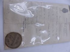 A LEADED SEAL OF POPE GREGORY X, (1271-1276) COMPLETE WITH TWO HAND WRITTEN LETTERS FROM THE