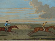 AFTER SYEMOUR. MATCH BETWEEN CONQUEROR AND LOOBY, A HAND COLOURED FOLIO PRINT. 46 x 66.5cms.