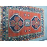 AN ANTIQUE CAUCASIAN KAZAK RUG. 224 x 164cms.