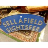 AN INTERESTING AND POSSIBLY UNIQUE ALLOY TRAIN ENGINE NAME PLATE FOR THE SELLAFIELD SIGHTSEER. W.