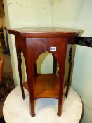 A LIBERTY'S STYLE ARTS AND CRAFTS OCTAGONAL OCCASIONAL TABLE WITH TILE INSET TOP. H.60cms.