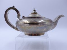 A GEORGIAN SILVER MONOGRAMMED TEAPOT, DATED 1833 LONDON FOR EDWARD, EDWARD, JUNIOR, JOHN & WILLIAM