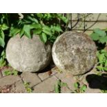 A PAIR OF 19th.C.STONE BALL FINIALS.