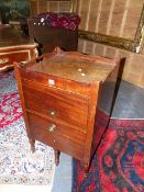 A GEO.III.MAHOGANY TRAY TOP NIGHTSTAND. W.50cms.