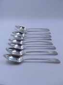 EIGHT GEORGIAN SILVER HALLMARKED SPOONS, DATED 1824 LONDON FOR WILLIAM SUMNER I. GROSS WEIGHT