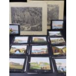 19th.C.ITALIAN SCHOOL. TWELVE TOPOGRAPHICAL LANDSCAPES OF VARIOUS SCENES TO INCLUDE CLASSICAL SITES,
