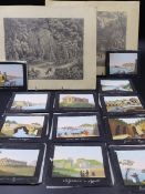 19th.C.ITALIAN SCHOOL. TWELVE TOPOGRAPHICAL LANDSCAPES OF VARIOUS SCENES TO INCLUDE CLASSICAL SITES,