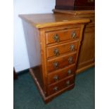 A PAIR OF 19th.C.AND LATER ASH PEDESTAL CHESTS EACH WITH GRADUATED DRAWERS AND BRASS HANDLES. H.78 x