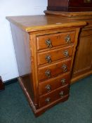 A PAIR OF 19th.C.AND LATER ASH PEDESTAL CHESTS EACH WITH GRADUATED DRAWERS AND BRASS HANDLES. H.78 x