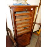 AN OAK TAMBOUR FRONT FILE CABINET. W.50 x H.122cms.