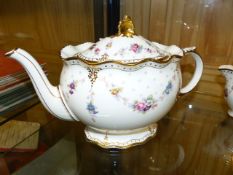 A ROYAL CROWN DERBY PART TEA SET ROYAL ANTOINETTE PATTERN. (23)