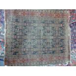 AN ANTIQUE PERSIAN FEREGHAN MAT. 91 x 78cms TOGETHER WITH AN ANTIQUE TURKISH MAT.