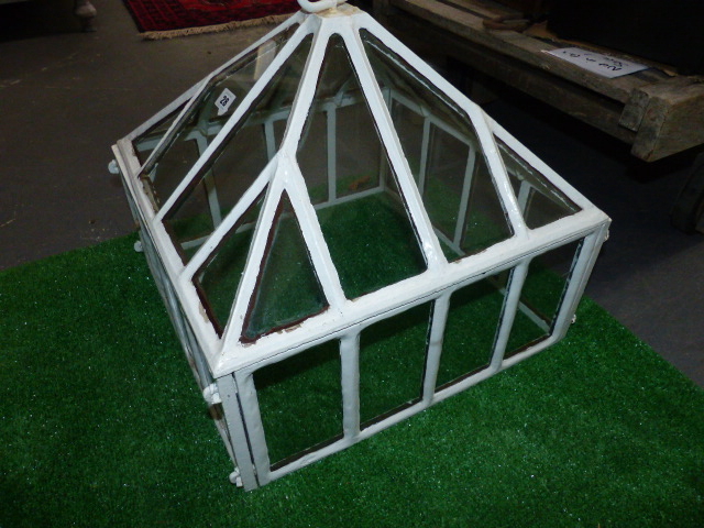 AN ANTIQUE CAST IRON FRAME GARDEN CLOCHE LATER PAINTED WHITE. - Image 6 of 24