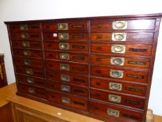 A GOOD LATE 19th/20th.C.MAHOGANY SHOP STOCK CABINET OF TWENTY FOUR DRAWERS, EACH NUMBERED AND