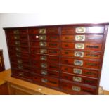A GOOD LATE 19th/20th.C.MAHOGANY SHOP STOCK CABINET OF TWENTY FOUR DRAWERS, EACH NUMBERED AND