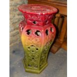 A MINTON'S STYLE ART POTTERY STAND OF ORIENTAL INSPIRATION. H.70cms.