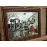 A BASS IN BOTTLE FRAMED ADVERTISING MIRROR. 60 x 50cms.