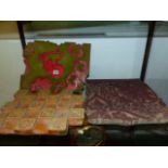 THREE LARGE CARVED WOOD PRINTING BLOCKS FOR TEXTILE OR WALLPAPER. LARGEST. 43cms.