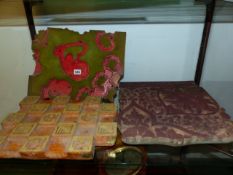 THREE LARGE CARVED WOOD PRINTING BLOCKS FOR TEXTILE OR WALLPAPER. LARGEST. 43cms.