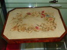 A PAIR OF 19th.C.MAHOGANY POLE SCREENS WITH NEEDLEWORK PANELS.