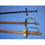 TWO BAYONETS, ONE STAMPED SANDERSON, SHEFFIELD TOGETHER WITH TWO 19th.C.DRESS SWORDS, A MASONIC