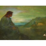 LATE 19th.C.ENGLISH SCHOOL. CHRIST LOOKING ACROSS THE VALLEY, OIL ON CANVAS. 36 x 46cms.