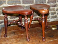 A PAIR OF UNUSUAL SADDLE SEAT STOOLS IN THE MANNER OF SHOOLBRED EACH STAMPED WITH REGISTRATION