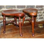 A PAIR OF UNUSUAL SADDLE SEAT STOOLS IN THE MANNER OF SHOOLBRED EACH STAMPED WITH REGISTRATION