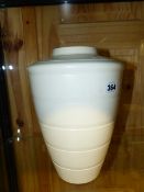 A WEDGWOOD CREAM TAPERED CYLINDRICAL VASE BY KEITH MURRAY. H.29cms.