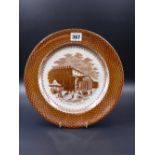 A STAFFORDSHIRE TRANSFER PRINTED PLATE DECORATED WITH A SCENE OF RUSSIAN THEATRE. DIA.27cms.