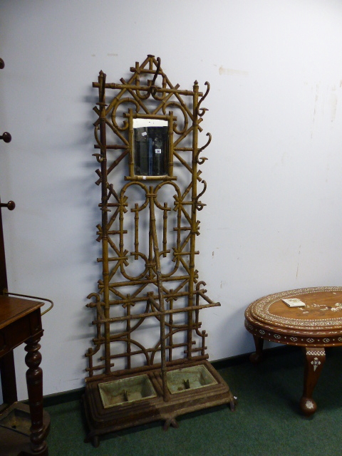 A 19th.C.CAST IRON HALL STAND OF FAUX BAMBOO DESIGN IN THE MANNER OF COALBROOKDALE. - Image 2 of 26